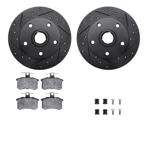 8612-73017, Rotors-Drilled, Slotted-Black w/ 5000 Euro Ceramic Brake Pads incl. Hardware, Zinc Coat, Dynamic Friction Co, Mfr#: 8612-73017